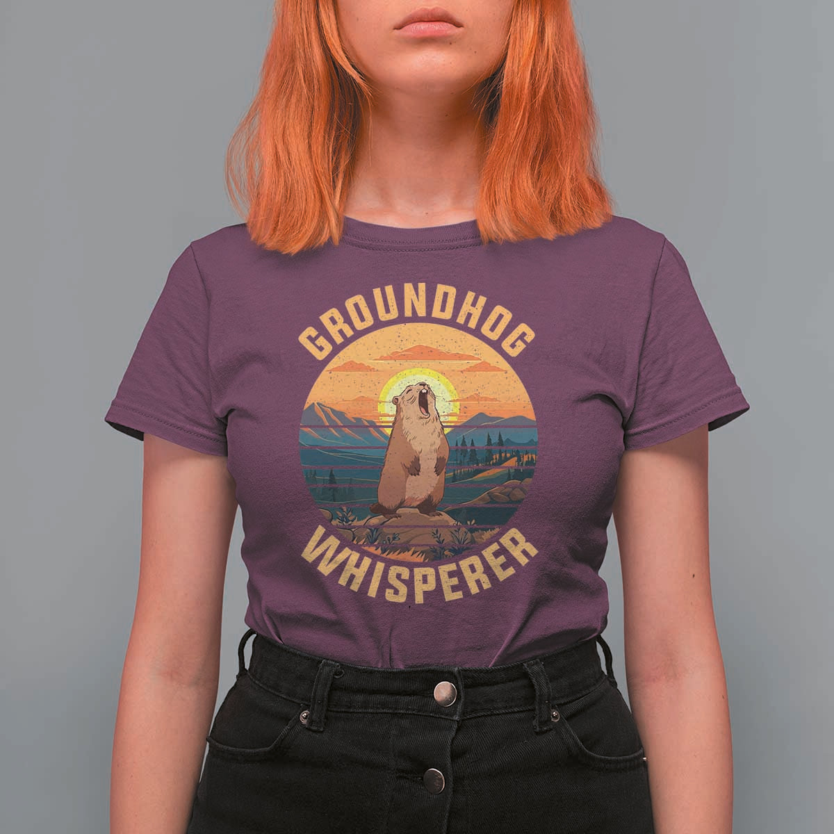 Funny Groundhog Whisperer T Shirt For Women Screaming Woodchuck Mountain Forest