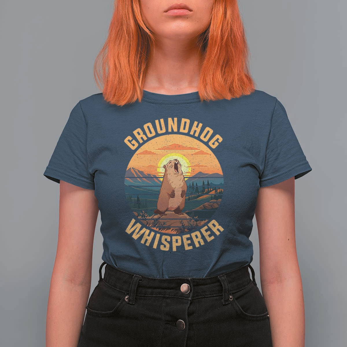 Funny Groundhog Whisperer T Shirt For Women Screaming Woodchuck Mountain Forest