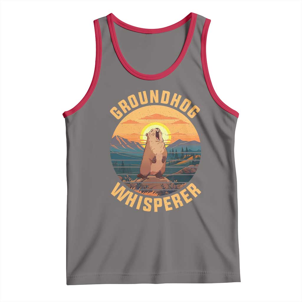 Funny Groundhog Whisperer Tank Top Screaming Woodchuck Mountain Forest