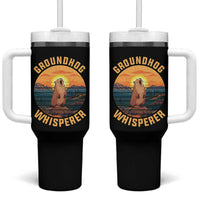 Funny Groundhog Whisperer Tumbler With Handle Screaming Woodchuck Mountain Forest