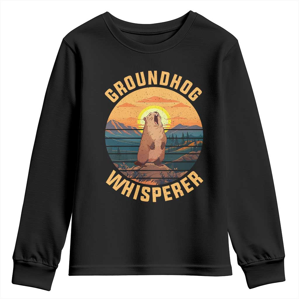 Funny Groundhog Whisperer Youth Sweatshirt Screaming Woodchuck Mountain Forest