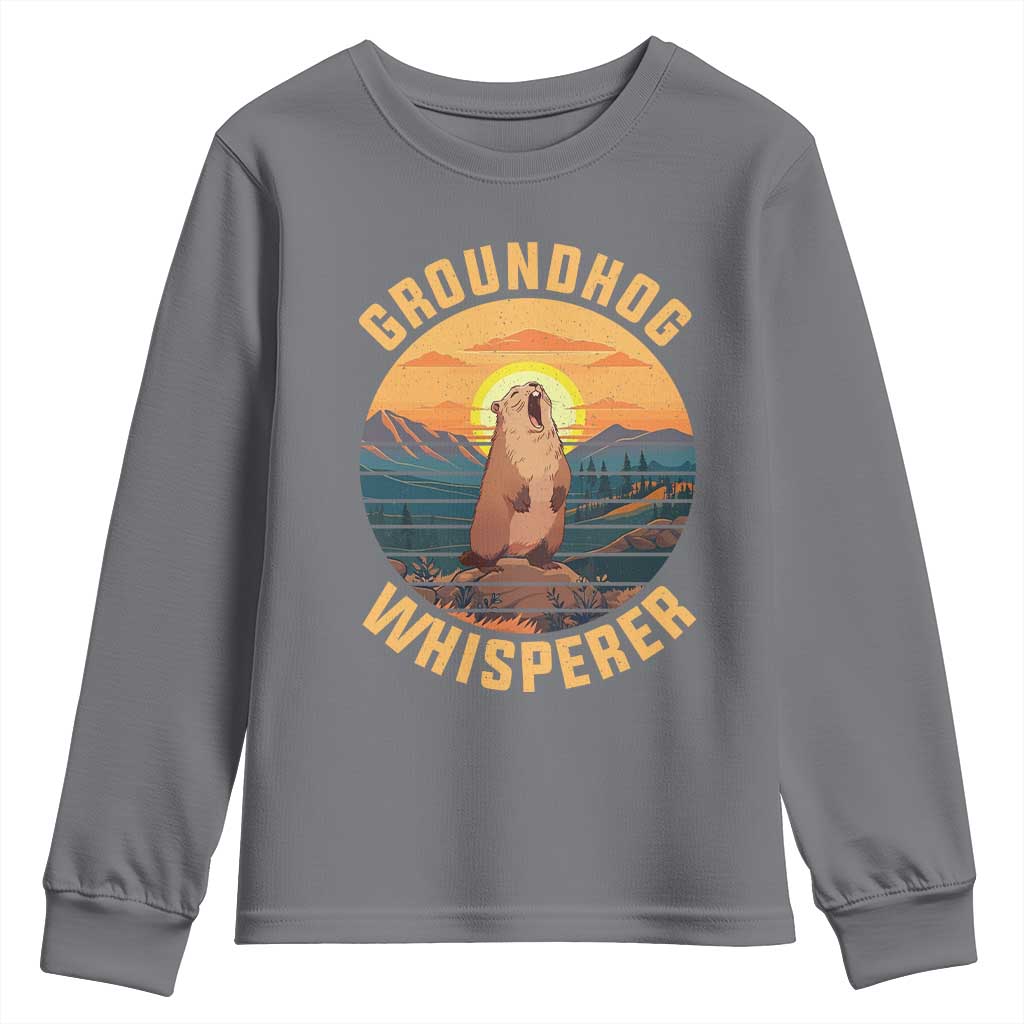 Funny Groundhog Whisperer Youth Sweatshirt Screaming Woodchuck Mountain Forest