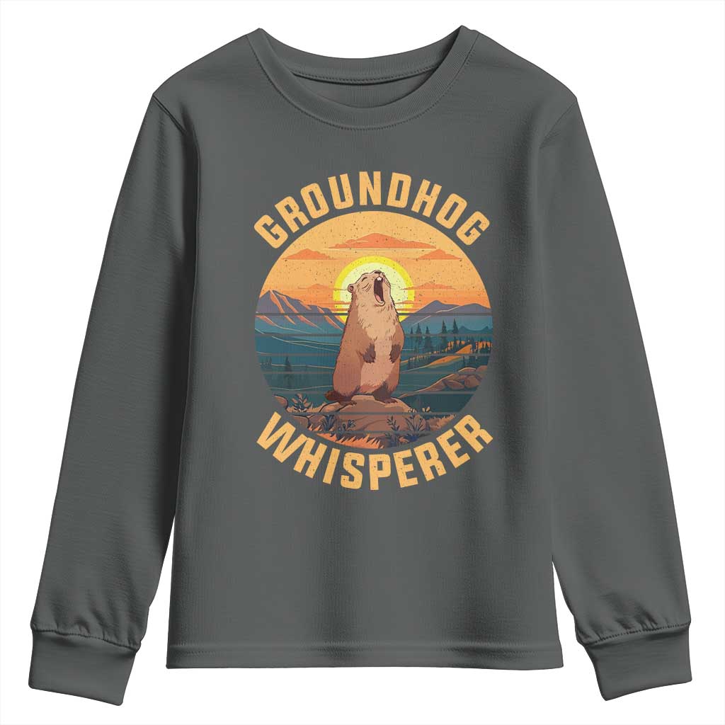 Funny Groundhog Whisperer Youth Sweatshirt Screaming Woodchuck Mountain Forest