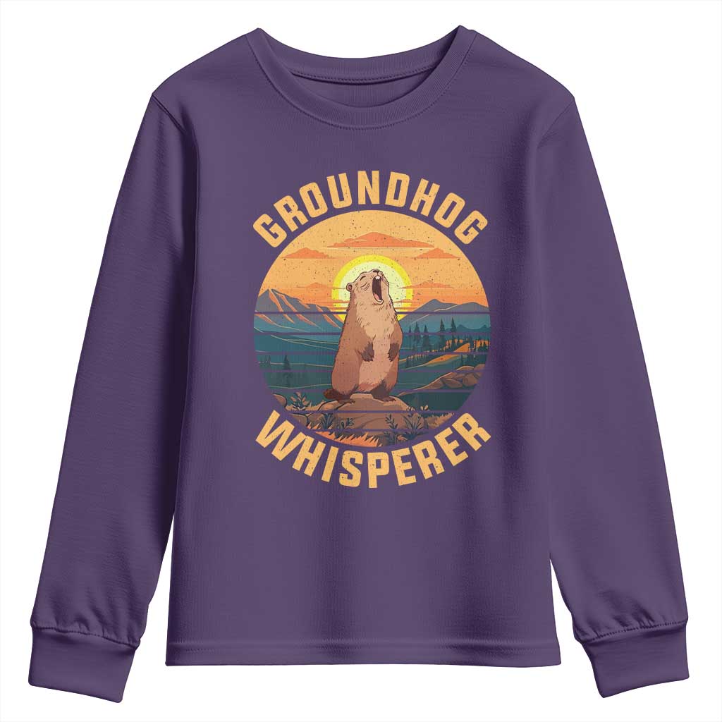 Funny Groundhog Whisperer Youth Sweatshirt Screaming Woodchuck Mountain Forest