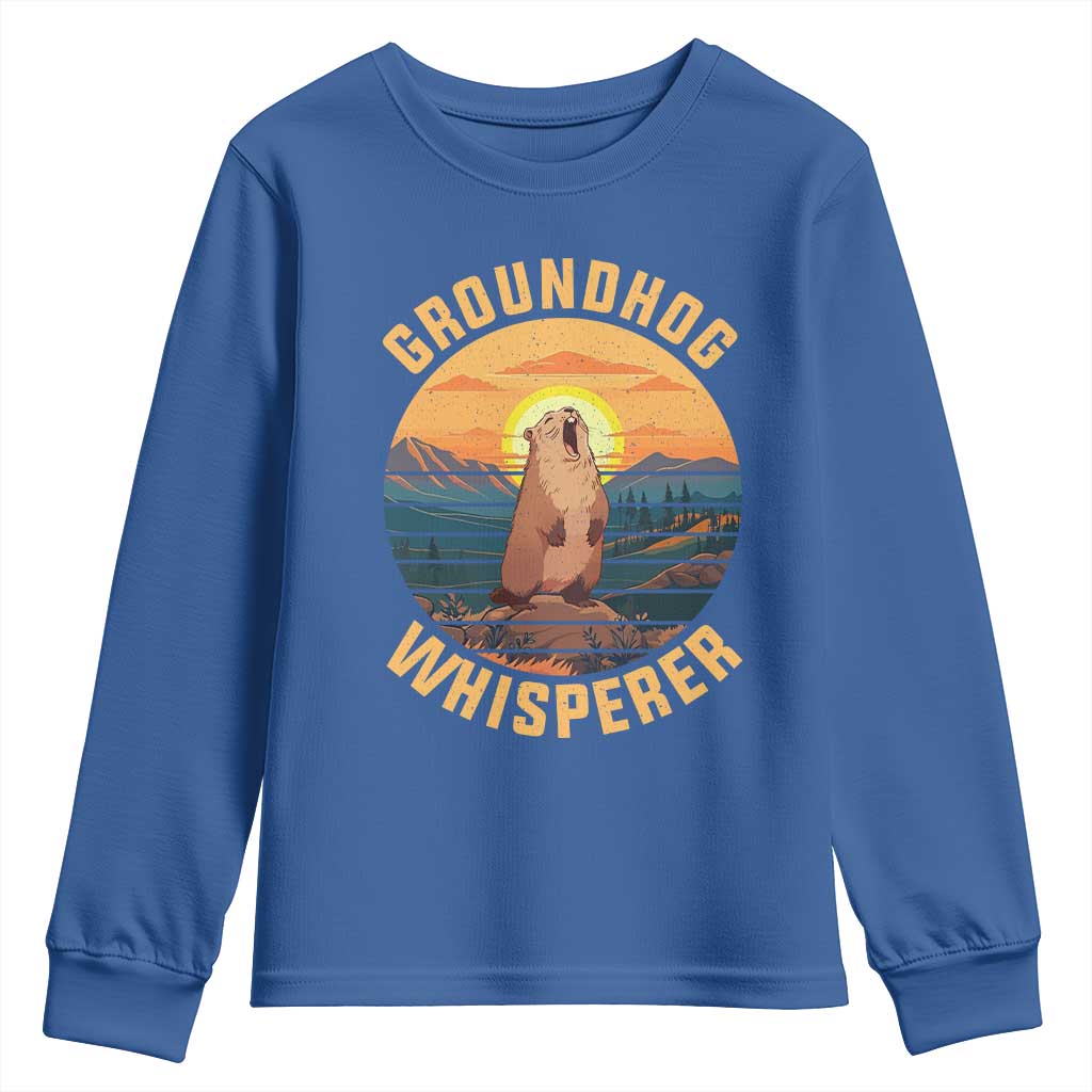 Funny Groundhog Whisperer Youth Sweatshirt Screaming Woodchuck Mountain Forest