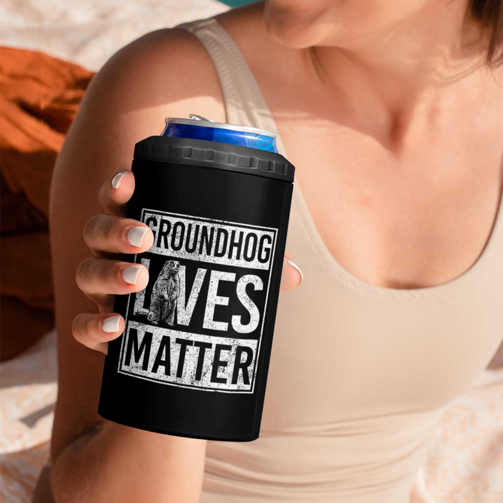 Groundhog Lives Matter 4 in 1 Can Cooler Tumbler Funny Woodchuck Groundhog Day
