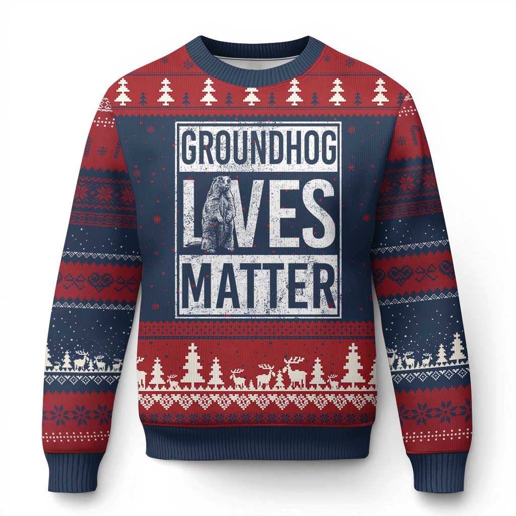 Groundhog Lives Matter Ugly Christmas Sweater Funny Woodchuck Groundhog Day