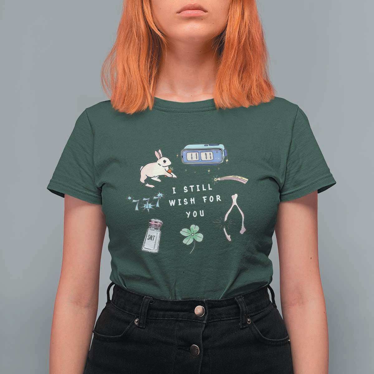 I Still Wish for You Lucky Rabbit 1111 Stars Clover Signs T Shirt For Women