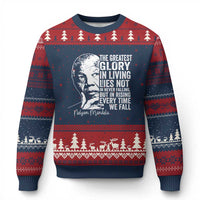 Nelson Mandela Quote Ugly Christmas Sweater The Greatest Glory In Living Lies Not In Never Falling But In Rising