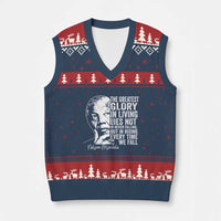 Nelson Mandela Quote V-Neck Knit Sweater Vest The Greatest Glory In Living Lies Not In Never Falling But In Rising