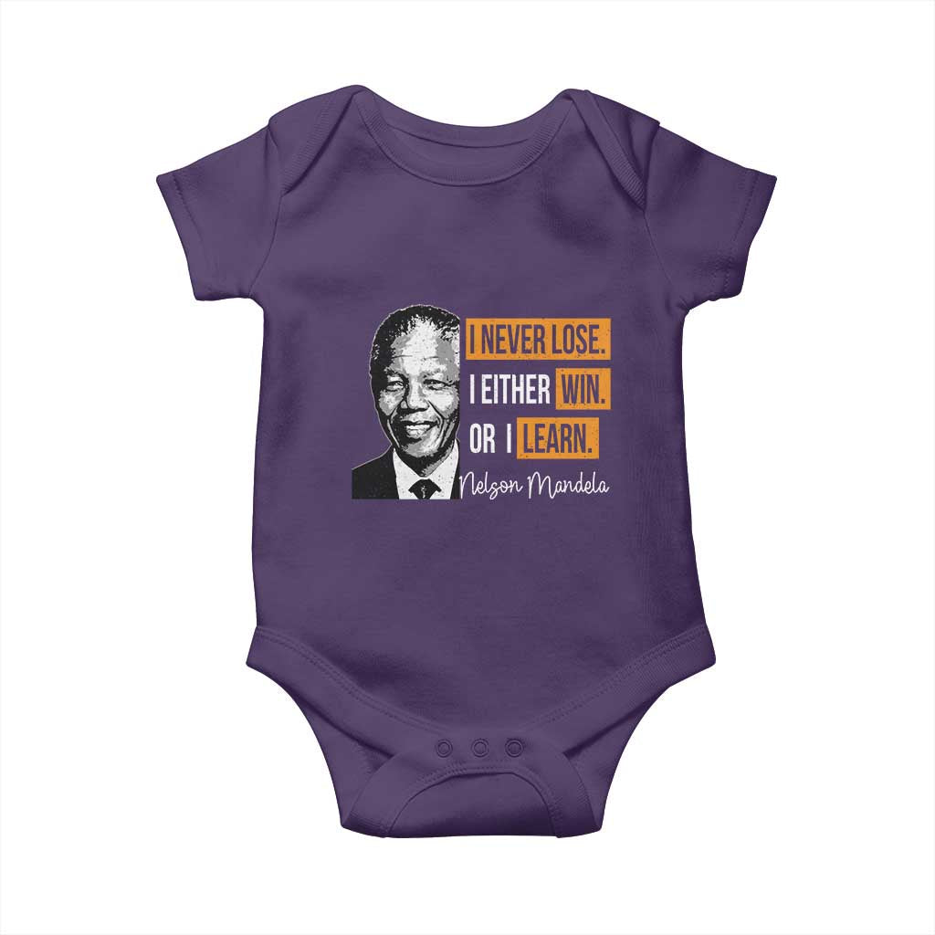 Nelson Mandela Quote Baby Onesie I Never Lose I Either Win Or I Learn