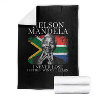 Nelson Mandela Quote Throw Blanket I Never Lose I Either Win Or I Learn Vintage South African Flag