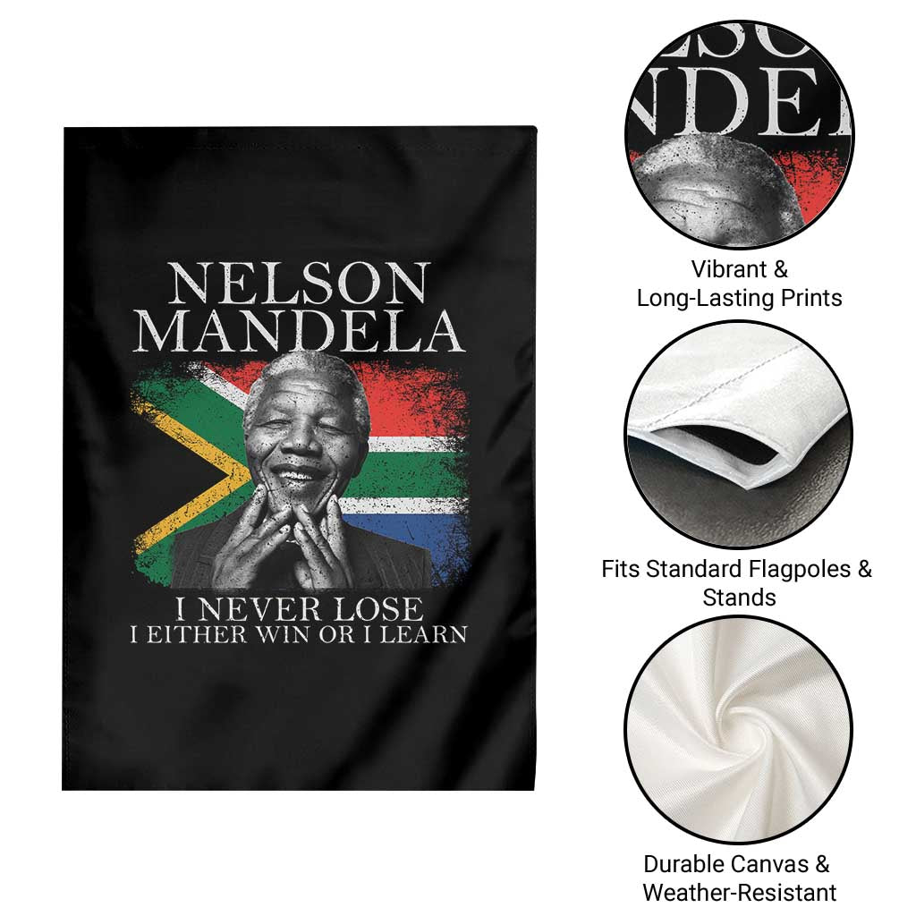Nelson Mandela Quote Garden Flag I Never Lose I Either Win Or I Learn Vintage South African Flag