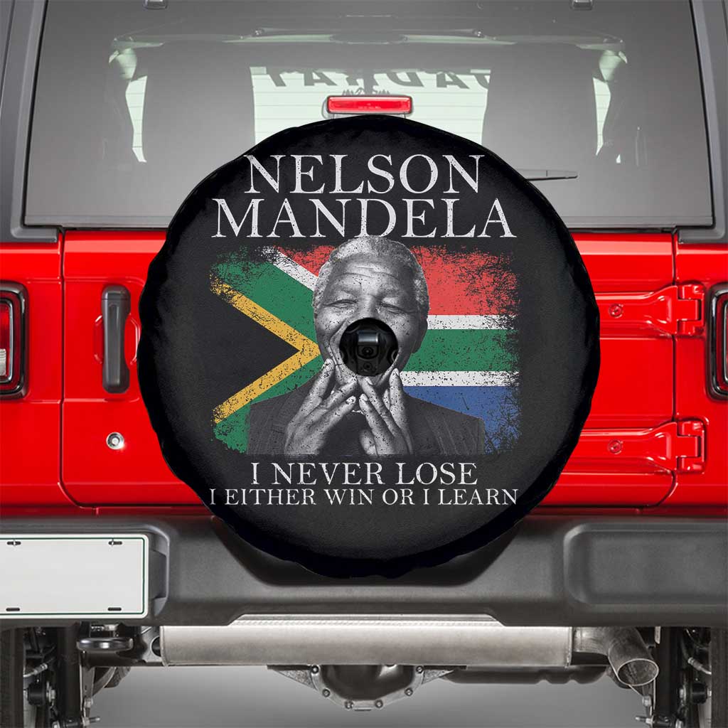 Nelson Mandela Quote Spare Tire Cover I Never Lose I Either Win Or I Learn Vintage South African Flag