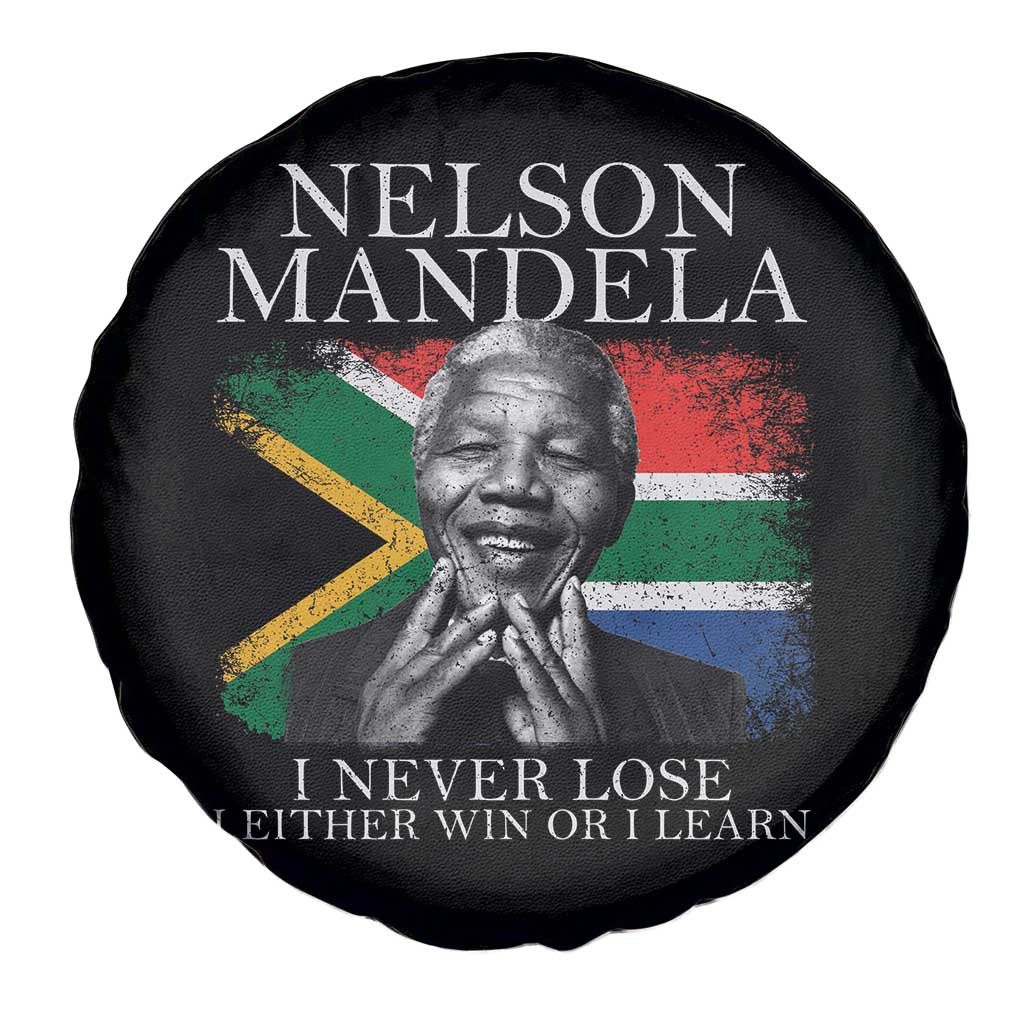 Nelson Mandela Quote Spare Tire Cover I Never Lose I Either Win Or I Learn Vintage South African Flag