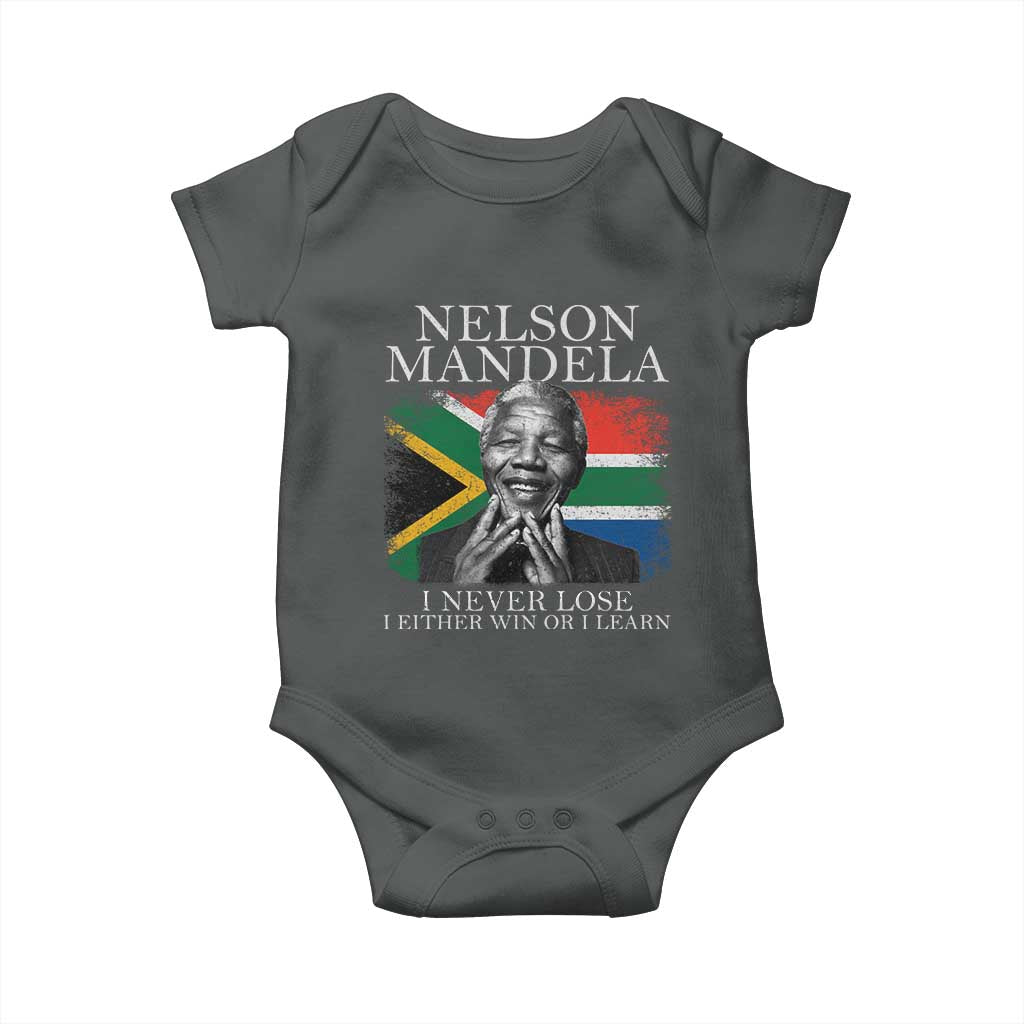 Nelson Mandela Quote Baby Onesie I Never Lose I Either Win Or I Learn Vintage South African Flag