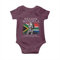 Nelson Mandela Quote Baby Onesie I Never Lose I Either Win Or I Learn Vintage South African Flag