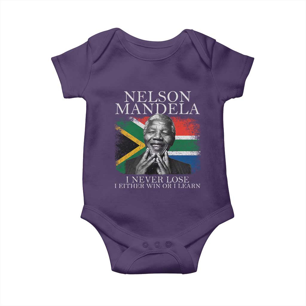 Nelson Mandela Quote Baby Onesie I Never Lose I Either Win Or I Learn Vintage South African Flag