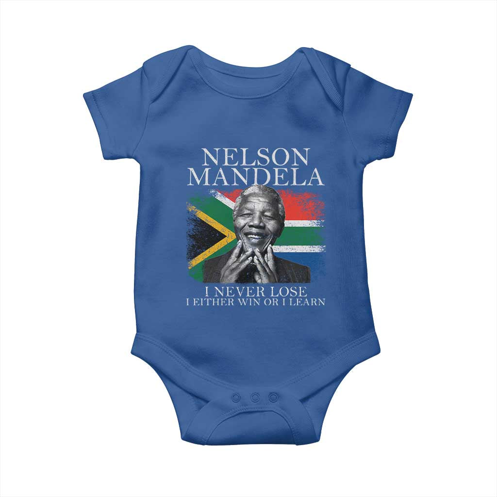 Nelson Mandela Quote Baby Onesie I Never Lose I Either Win Or I Learn Vintage South African Flag