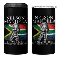 Nelson Mandela Quote 4 in 1 Can Cooler Tumbler I Never Lose I Either Win Or I Learn Vintage South African Flag
