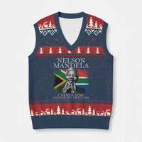 Nelson Mandela Quote V-Neck Knit Sweater Vest I Never Lose I Either Win Or I Learn Vintage South African Flag