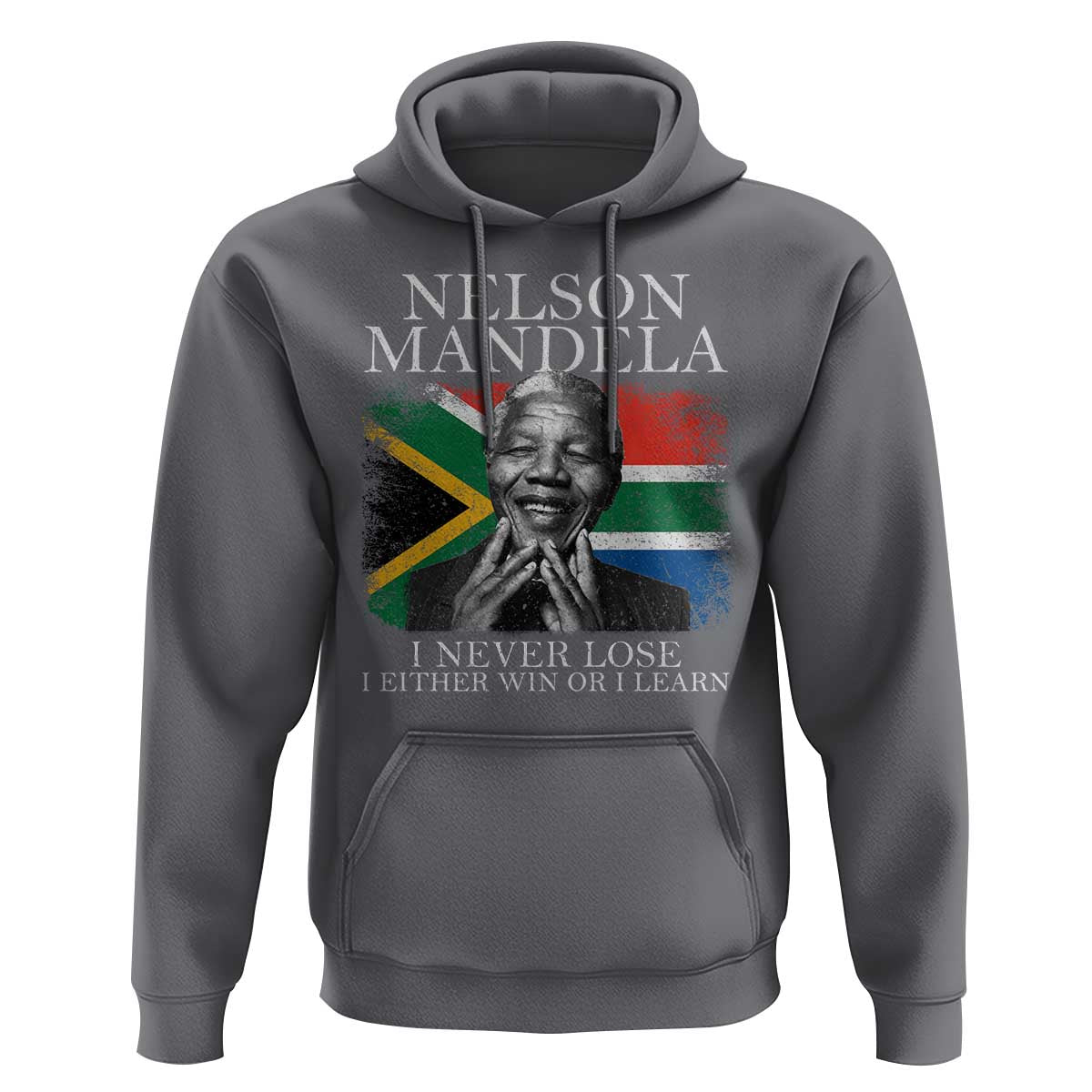 Nelson Mandela Quote Hoodie I Never Lose I Either Win Or I Learn Vintage South African Flag