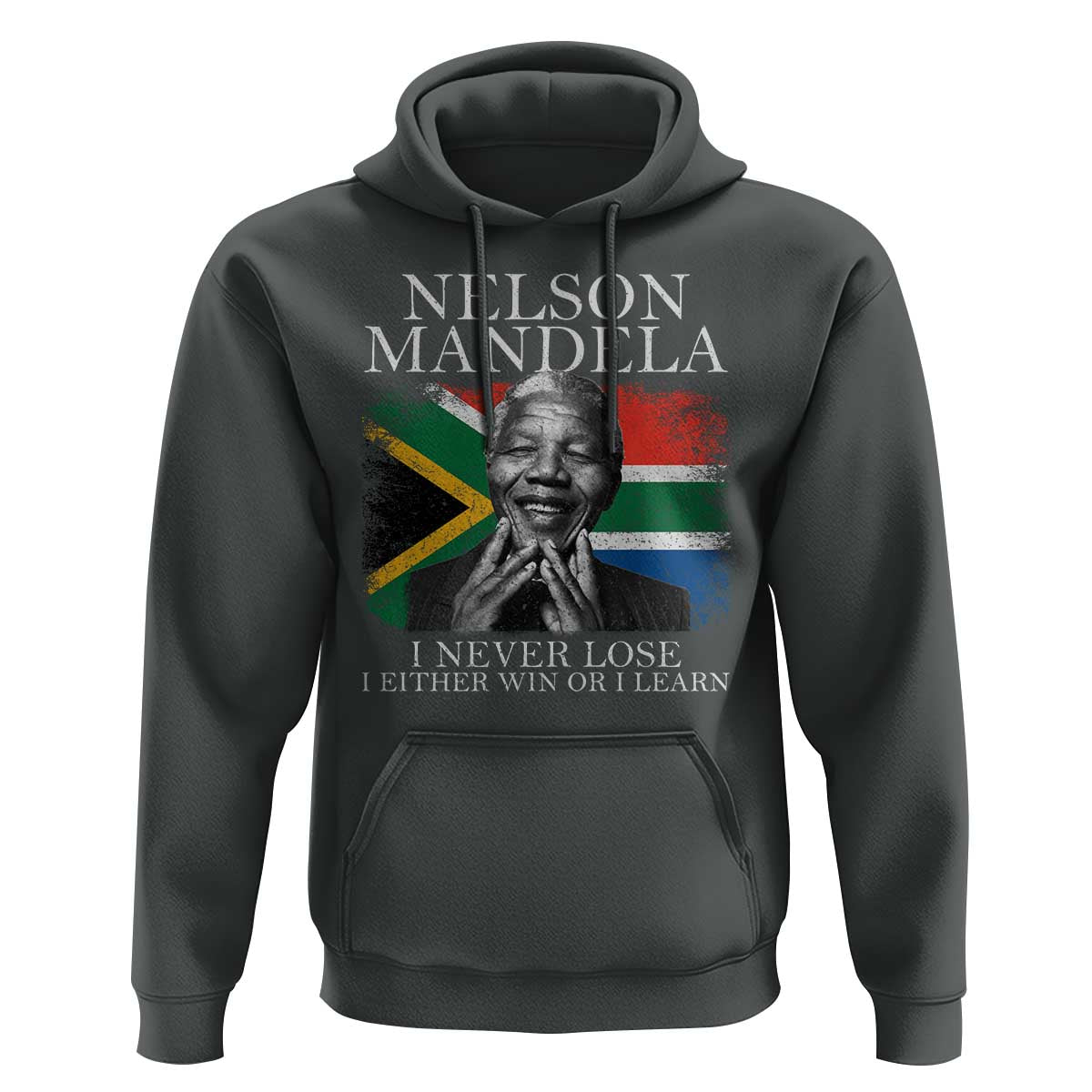 Nelson Mandela Quote Hoodie I Never Lose I Either Win Or I Learn Vintage South African Flag