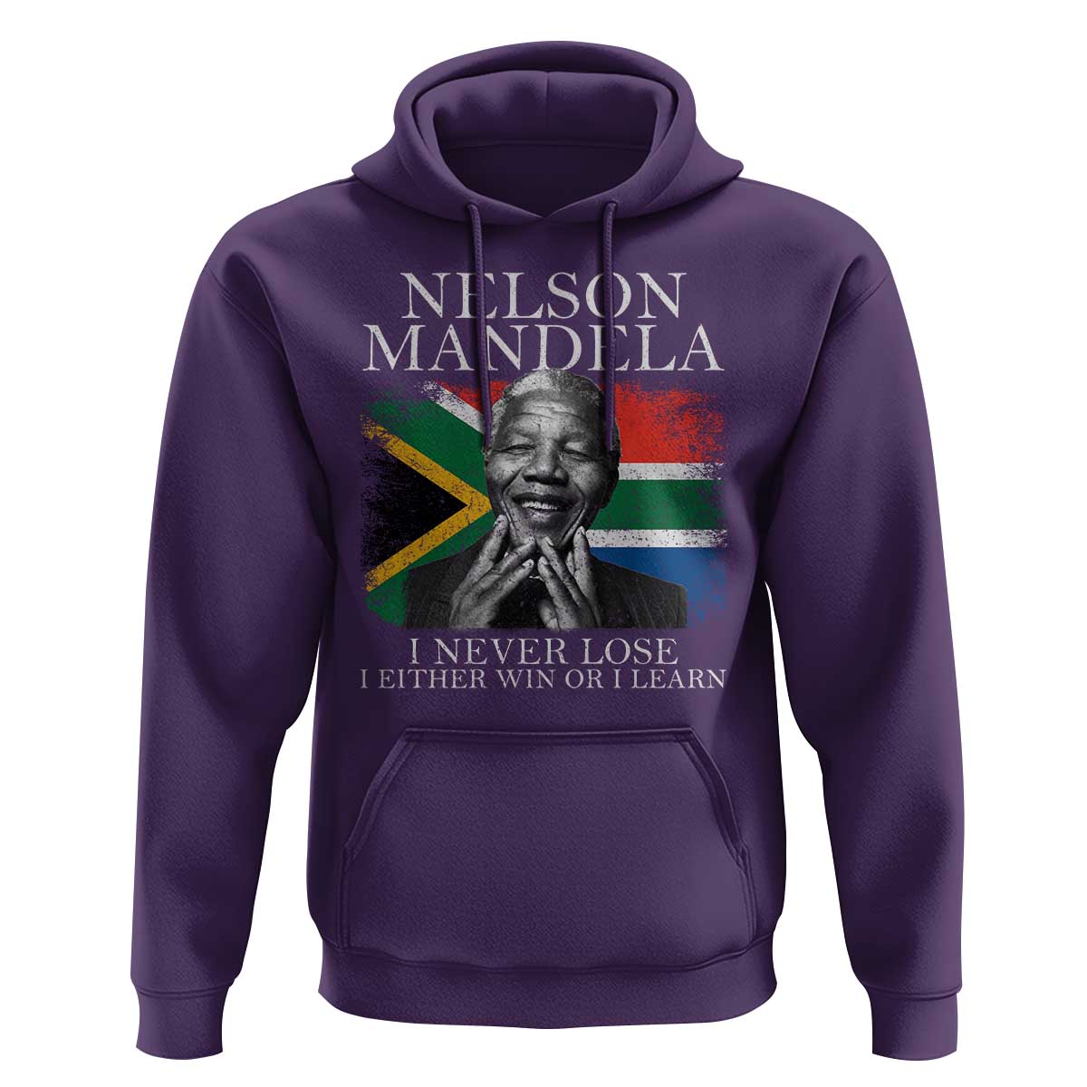 Nelson Mandela Quote Hoodie I Never Lose I Either Win Or I Learn Vintage South African Flag