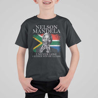 Nelson Mandela Quote T Shirt For Kid I Never Lose I Either Win Or I Learn Vintage South African Flag