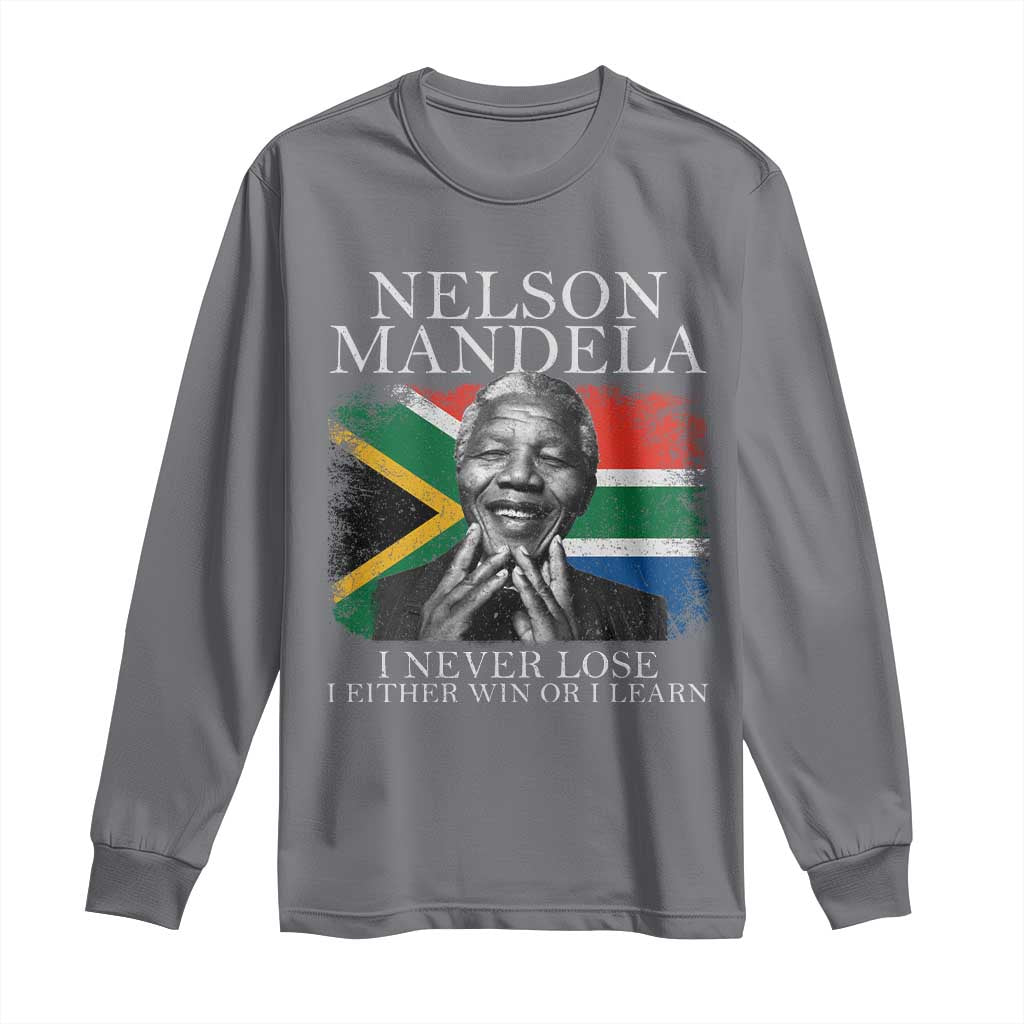 Nelson Mandela Quote Long Sleeve Shirt I Never Lose I Either Win Or I Learn Vintage South African Flag