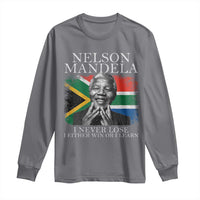 Nelson Mandela Quote Long Sleeve Shirt I Never Lose I Either Win Or I Learn Vintage South African Flag