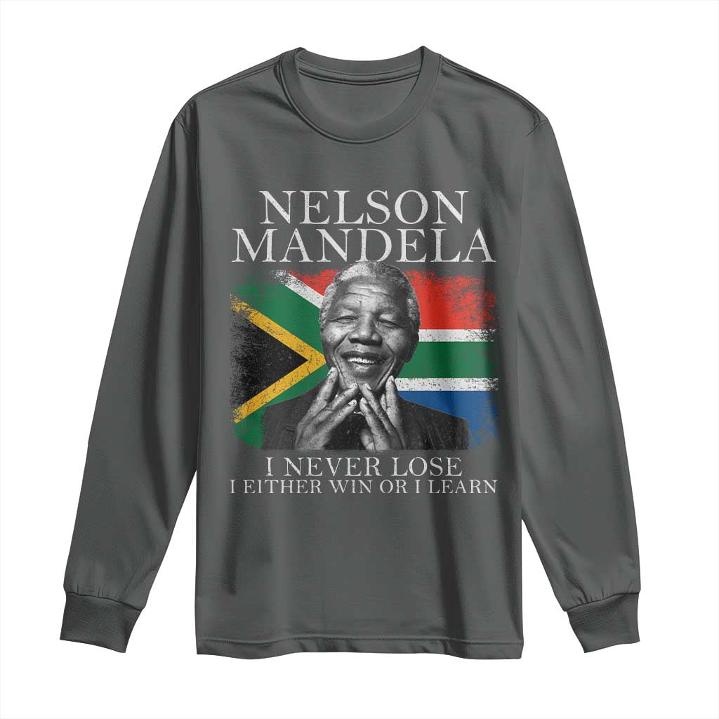 Nelson Mandela Quote Long Sleeve Shirt I Never Lose I Either Win Or I Learn Vintage South African Flag