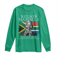 Nelson Mandela Quote Long Sleeve Shirt I Never Lose I Either Win Or I Learn Vintage South African Flag