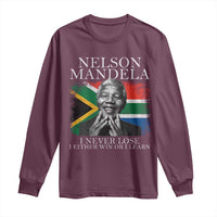Nelson Mandela Quote Long Sleeve Shirt I Never Lose I Either Win Or I Learn Vintage South African Flag