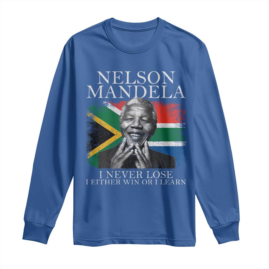 Nelson Mandela Quote Long Sleeve Shirt I Never Lose I Either Win Or I Learn Vintage South African Flag