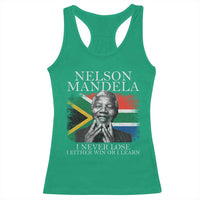 Nelson Mandela Quote Racerback Tank Top I Never Lose I Either Win Or I Learn Vintage South African Flag