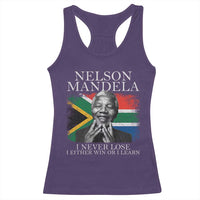 Nelson Mandela Quote Racerback Tank Top I Never Lose I Either Win Or I Learn Vintage South African Flag