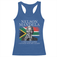Nelson Mandela Quote Racerback Tank Top I Never Lose I Either Win Or I Learn Vintage South African Flag