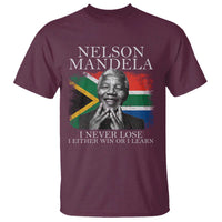 Nelson Mandela Quote T Shirt I Never Lose I Either Win Or I Learn Vintage South African Flag