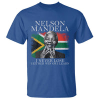 Nelson Mandela Quote T Shirt I Never Lose I Either Win Or I Learn Vintage South African Flag