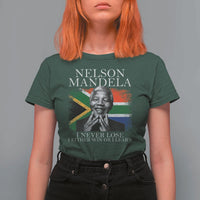 Nelson Mandela Quote T Shirt For Women I Never Lose I Either Win Or I Learn Vintage South African Flag