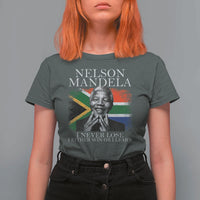 Nelson Mandela Quote T Shirt For Women I Never Lose I Either Win Or I Learn Vintage South African Flag