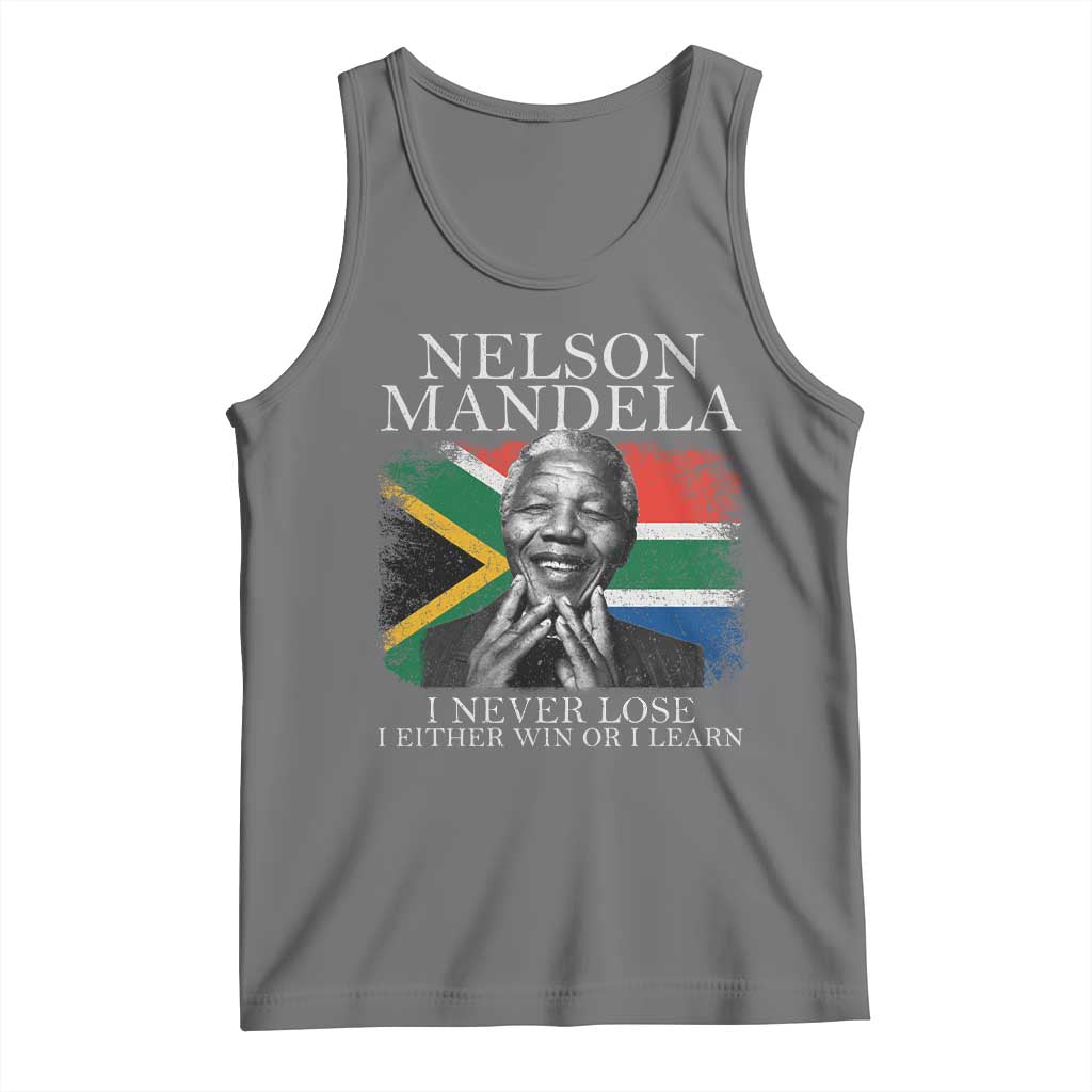 Nelson Mandela Quote Tank Top I Never Lose I Either Win Or I Learn Vintage South African Flag