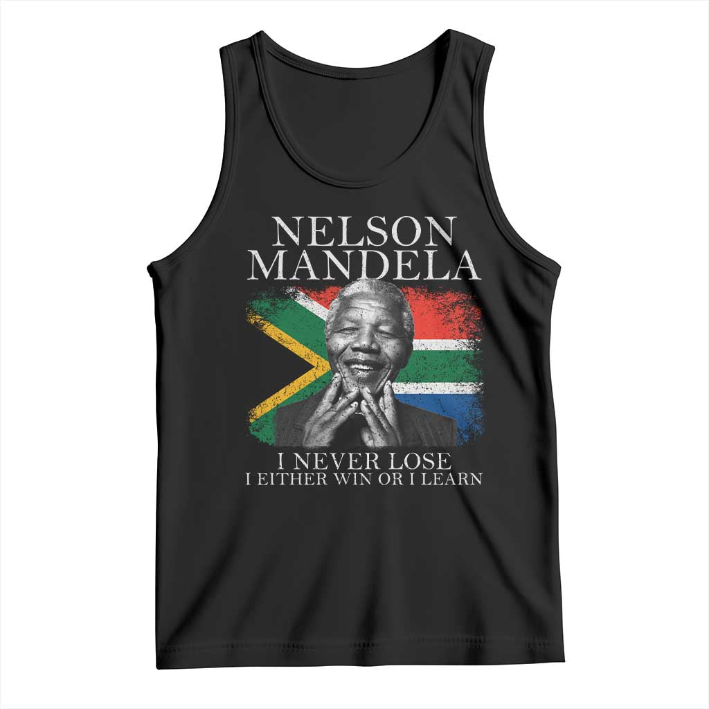 Nelson Mandela Quote Tank Top I Never Lose I Either Win Or I Learn Vintage South African Flag