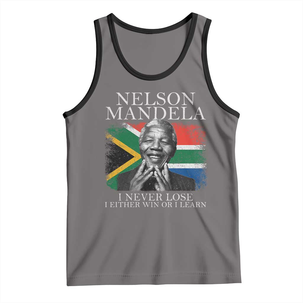 Nelson Mandela Quote Tank Top I Never Lose I Either Win Or I Learn Vintage South African Flag