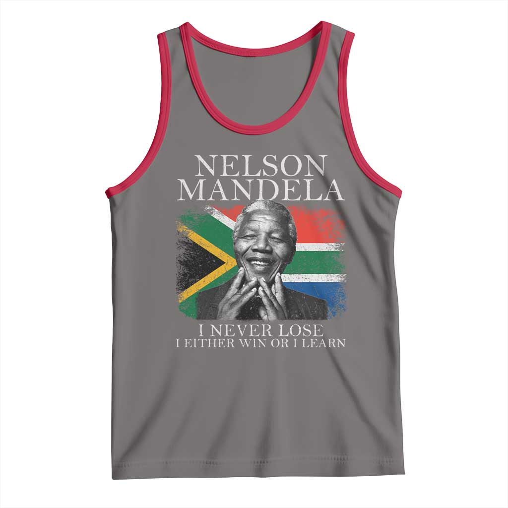 Nelson Mandela Quote Tank Top I Never Lose I Either Win Or I Learn Vintage South African Flag