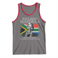 Nelson Mandela Quote Tank Top I Never Lose I Either Win Or I Learn Vintage South African Flag