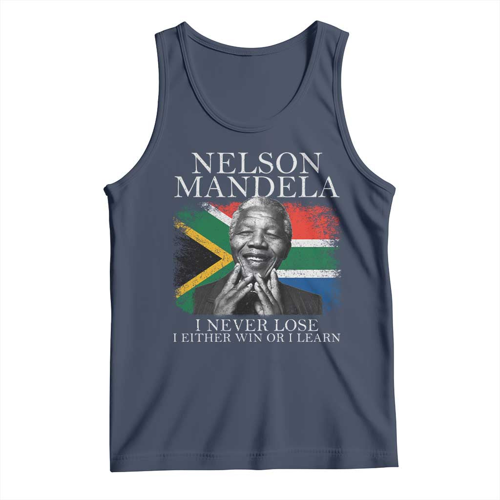 Nelson Mandela Quote Tank Top I Never Lose I Either Win Or I Learn Vintage South African Flag