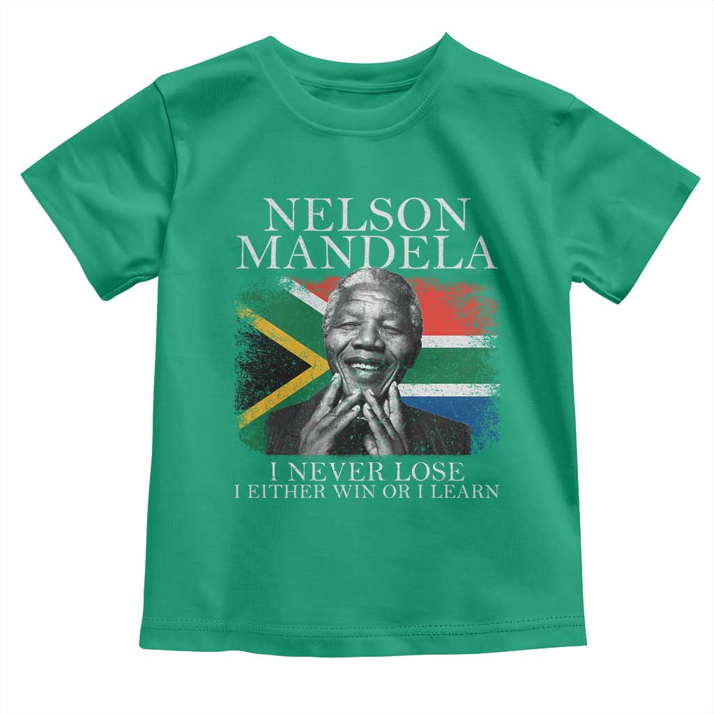 Nelson Mandela Quote Toddler T Shirt I Never Lose I Either Win Or I Learn Vintage South African Flag