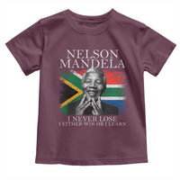 Nelson Mandela Quote Toddler T Shirt I Never Lose I Either Win Or I Learn Vintage South African Flag
